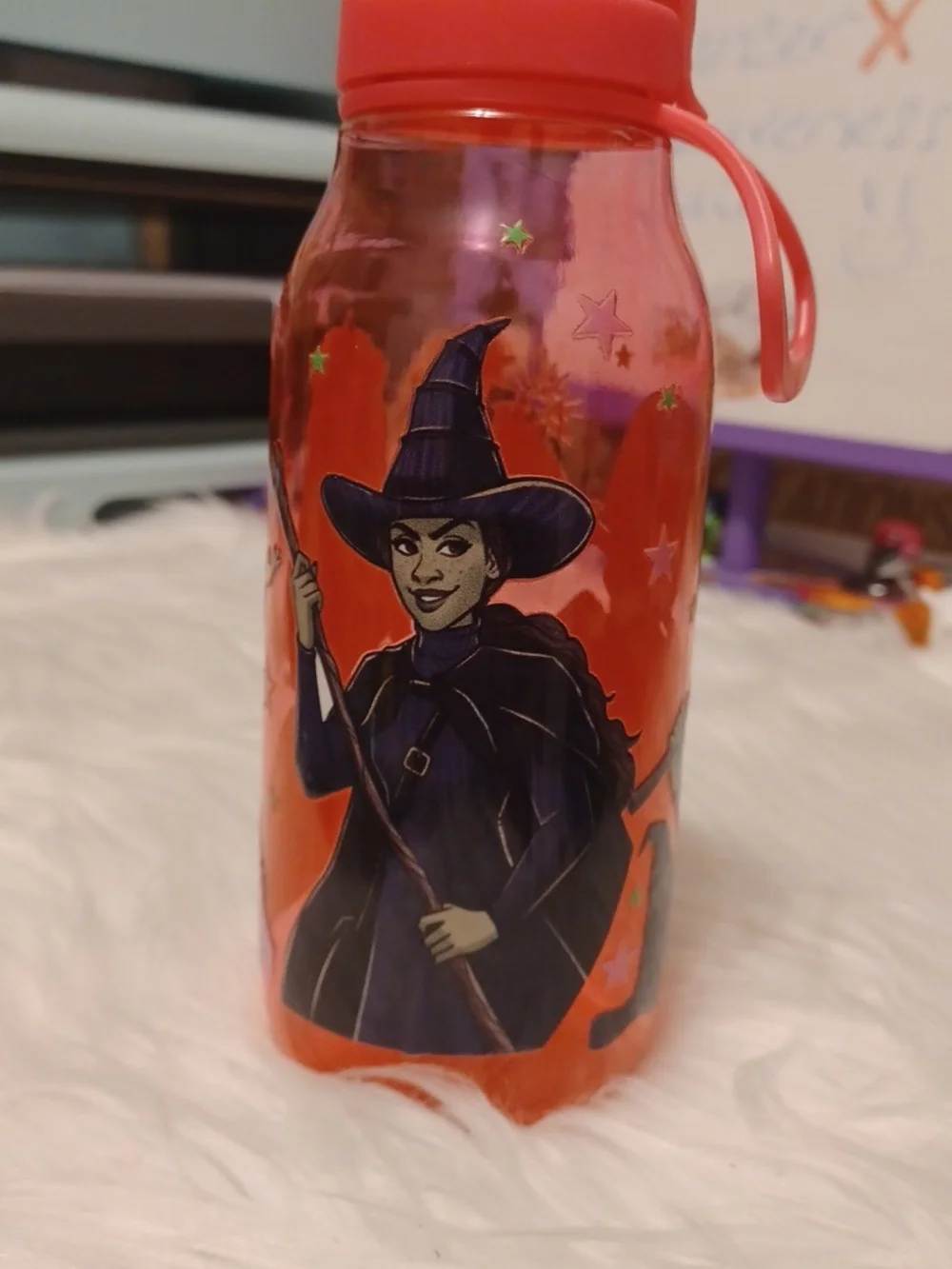 Halloween Witch Red Water Bottle with Carry Handle Plastic Bottle
